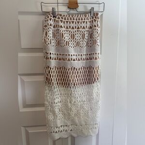 Forever 21 White Crochet Midi Skirt